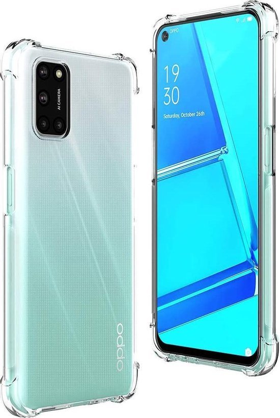 Oppo A72 Hoesjes – Siliconen Backcover – Schokbestendig – Transparant – 2x Screenprotector Gehard Glas-Ilumina Benelux