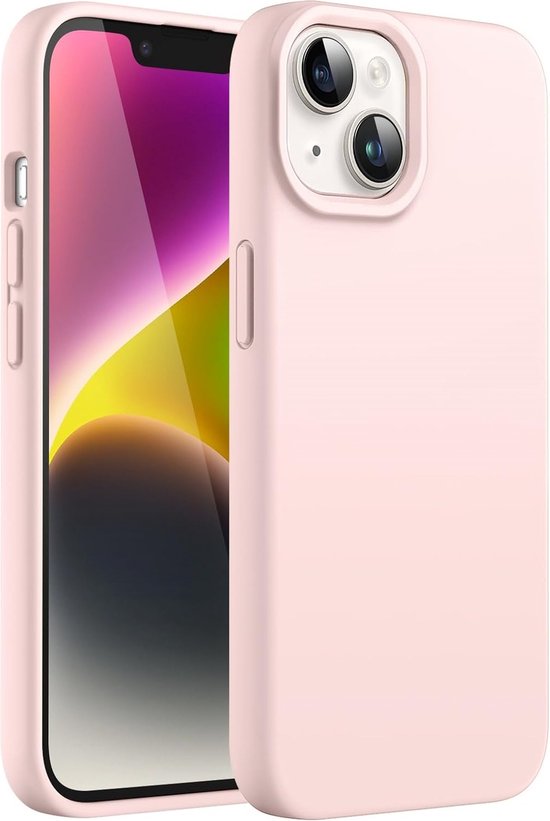 iPhone 14 Plus Hoesjes – Liquid Siliconen Backcover – Flexibel TPU – Schokbestendig – Lichtroze-Ilumina Benelux