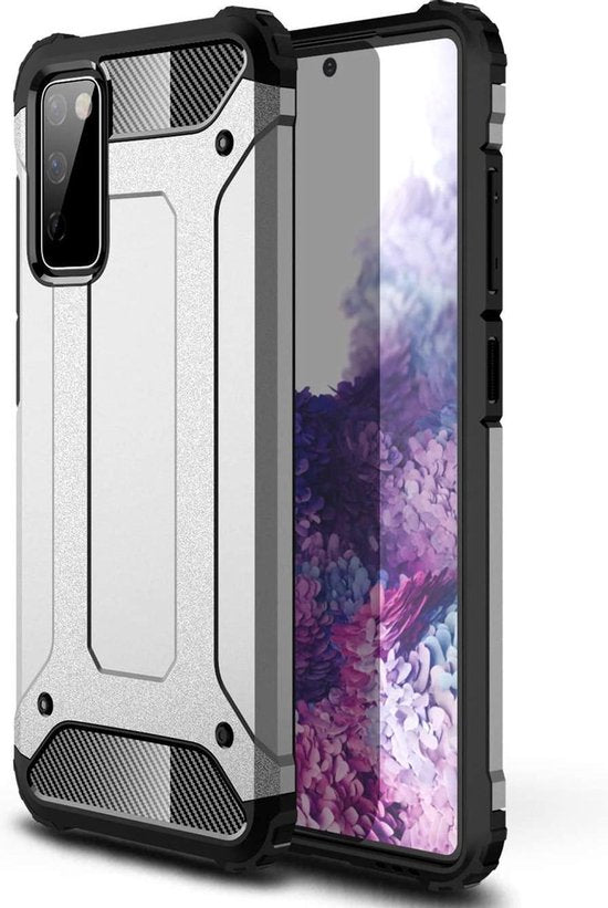 Samsung Galaxy Note 20 Hoesjes – Armor Hybrid Backcover – Schokbestendig – Zilver-Ilumina Benelux