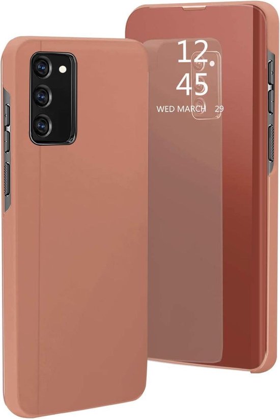 Spiegel Cover - Hoesje - Clear View Case Geschikt voor: Samsung Galaxy A41 - Roségoud