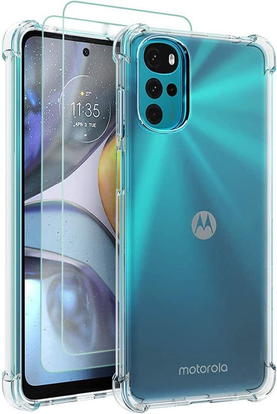 Motorola Moto G22 Hoesjes – Siliconen Backcover – Schokbestendig Anti-Shock – Transparant – 2x Screenprotector-Ilumina Benelux