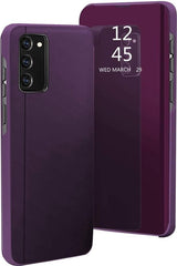 Samsung Galaxy A41 Hoesjes – Clear View Case Spiegel Cover – Flipcase met Venster – Paars