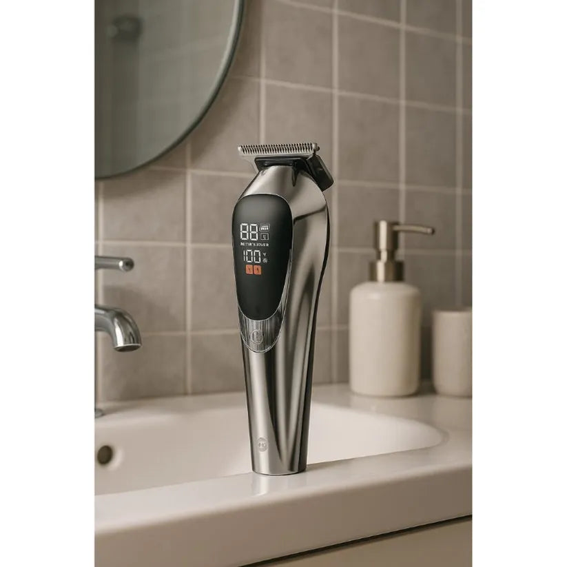 Elektrische Haartrimmer – 5W – Draadloos – LCD Display – Baard- en Haartrimmer – Zilver-Ilumina Benelux