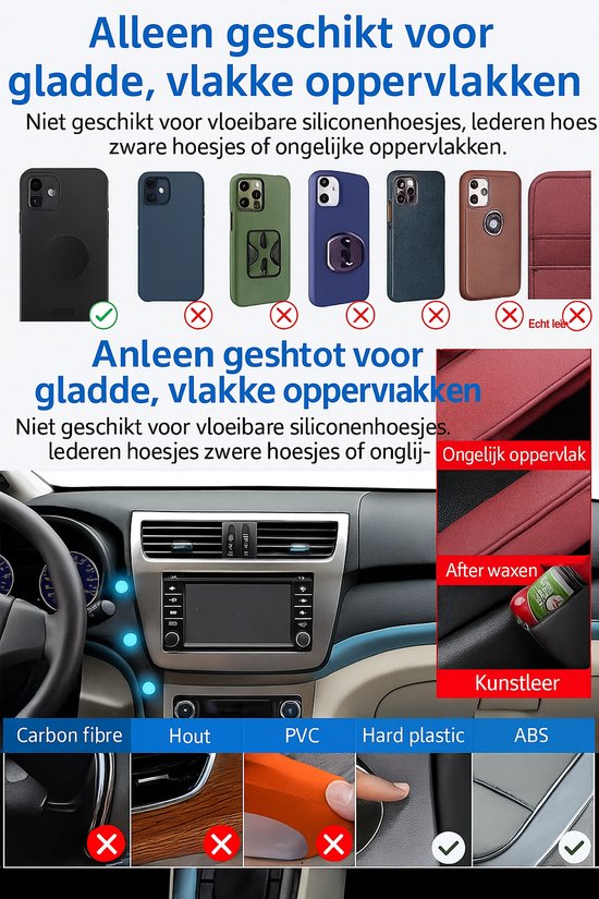 Telefoonhouder auto – Magnetisch verstelbaar – 360° draaibaar – Incl. 4 metalen plaatjes – Goud-Ilumina Benelux