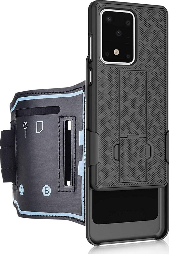 Sportarmband – Geschikt voor Samsung Galaxy S20 Ultra – Hardloop Armband met Sleutelhouder – Zwart-Sportarmband-Ilumina Benelux