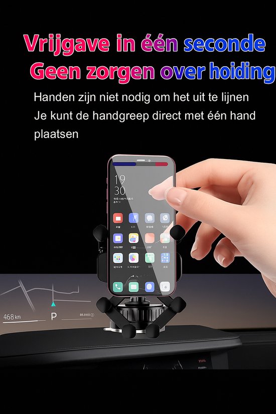 Telefoonhouder auto – Vacuüm zuignap – Voor dashboard & scherm – 360° draaibaar – Zwart-Ilumina Benelux