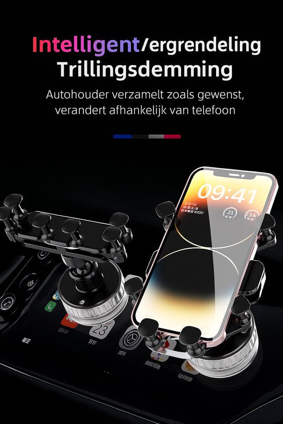 Telefoonhouder auto – Vacuüm zuignap – Voor dashboard & scherm – 360° draaibaar – Zwart-Ilumina Benelux