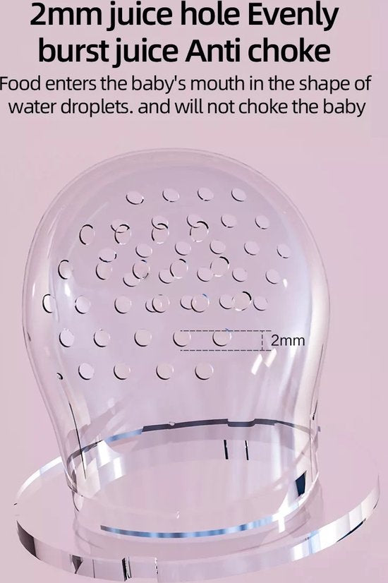Fruitspeen baby – Siliconen fruitzuiger & bijtring – Anti verstikking – BPA-vrij – Roze-Ilumina Benelux