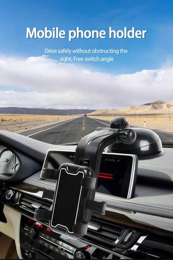 Telefoonhouder auto – Dashboard & Zuignap – 360° Draaibaar – Geschikt voor iPhone Samsung Huawei – Zwart-Ilumina Benelux