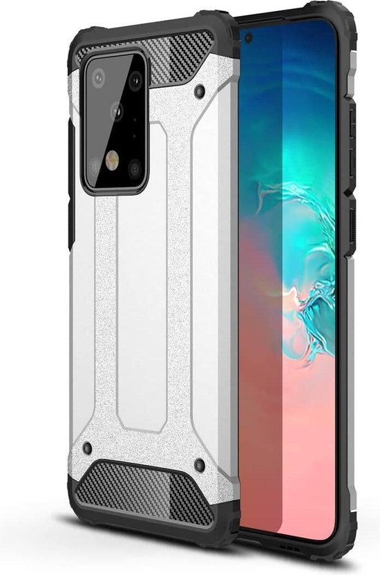 Samsung Galaxy Note 20 Ultra Hoesjes – Armor Hybrid Backcover – Schokbestendig – Zilver-Ilumina Benelux