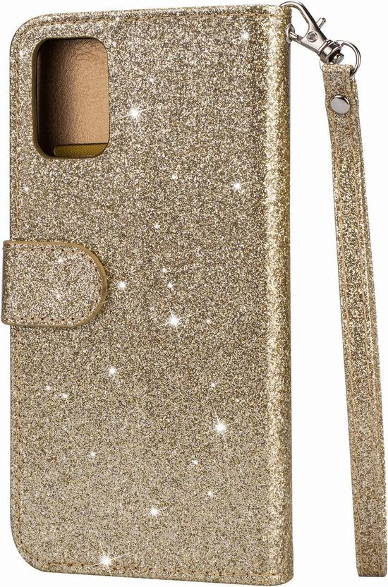 Samsung Galaxy A71 Hoesjes – Glitter Portemonnee Case – Rits & Koord – Pasjeshouder – Paars-Ilumina Benelux