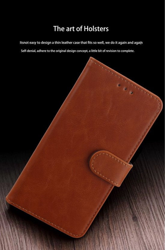 Elite Bookcase Geschikt voor: Samsung Galaxy S24 FE / Galaxy S25 FE Hoesje met Magnetische Sluiting en Pasjeshouder - Bruin