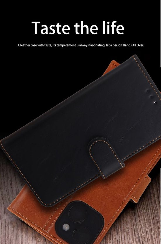 Elite Bookcase Geschikt voor: Samsung Galaxy S24 FE / Galaxy S25 FE Hoesje met Magnetische Sluiting en Pasjeshouder - Bruin