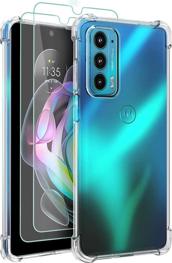 Motorola Edge 20 Pro Hoesjes – Anti-shock Siliconen Backcover – 2 Screenprotectors – Transparant-Ilumina Benelux