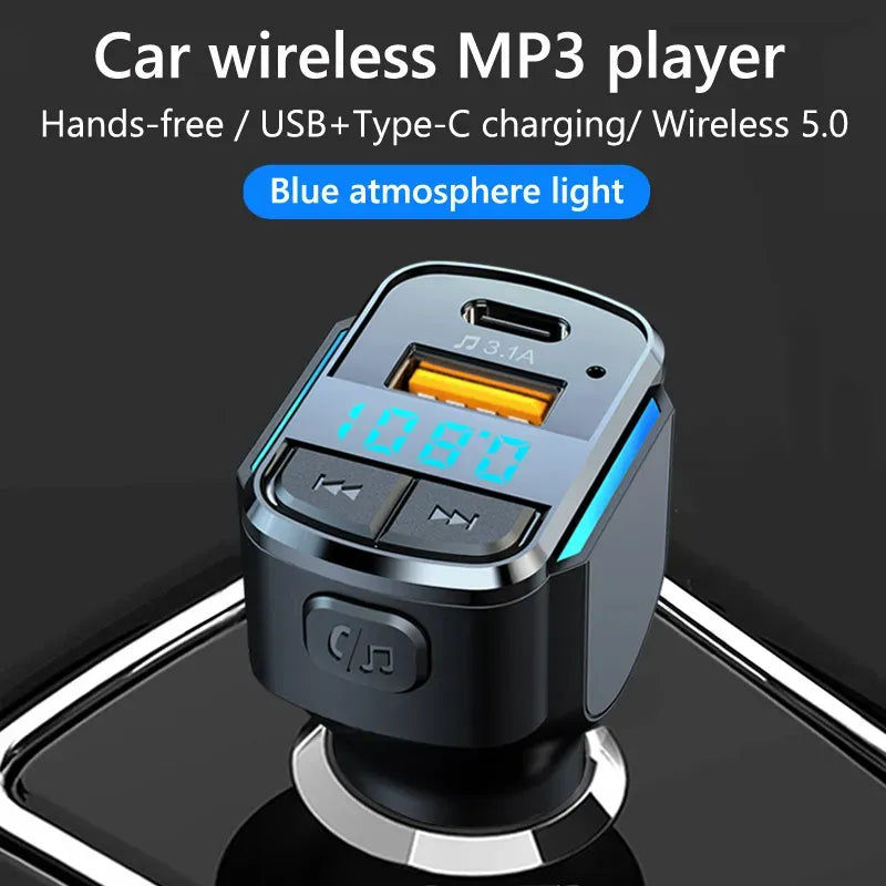 Bluetooth FM Transmitter Auto - Bluetooth 5.0 - USB-C PD 18W Snellader - MP3 Speler - Handsfree Bellen - USB Stick Ondersteuning - Geschikt voor iPhone & Android