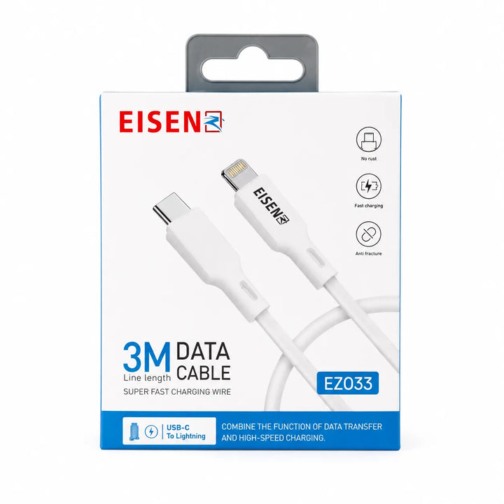 USB-C naar Lightning Kabel 3 Meter - Fast Charging Data Kabel-Ilumina Benelux