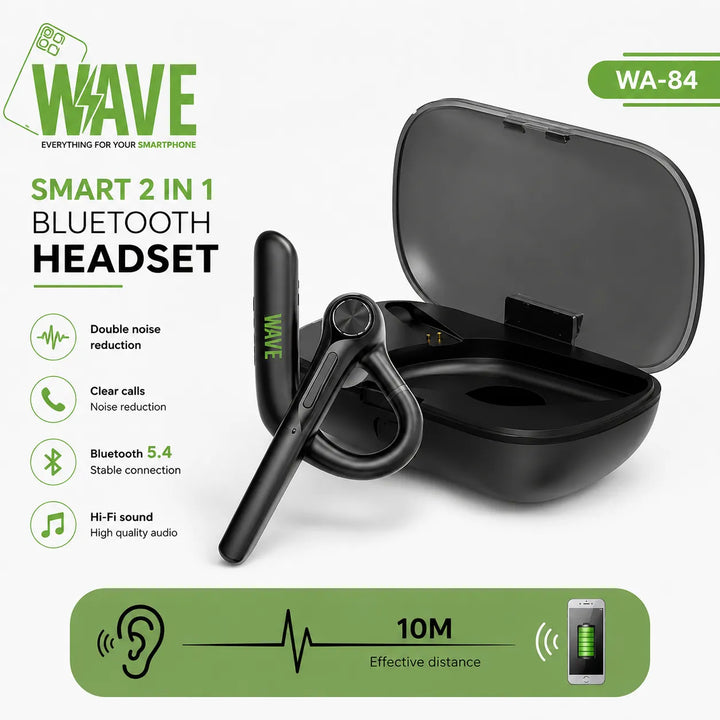 Bluetooth 5.4 Headset met Oplaadcase – Draadloze Mono Oortelefoon met Dubbele Ruisonderdrukking-Ilumina Benelux