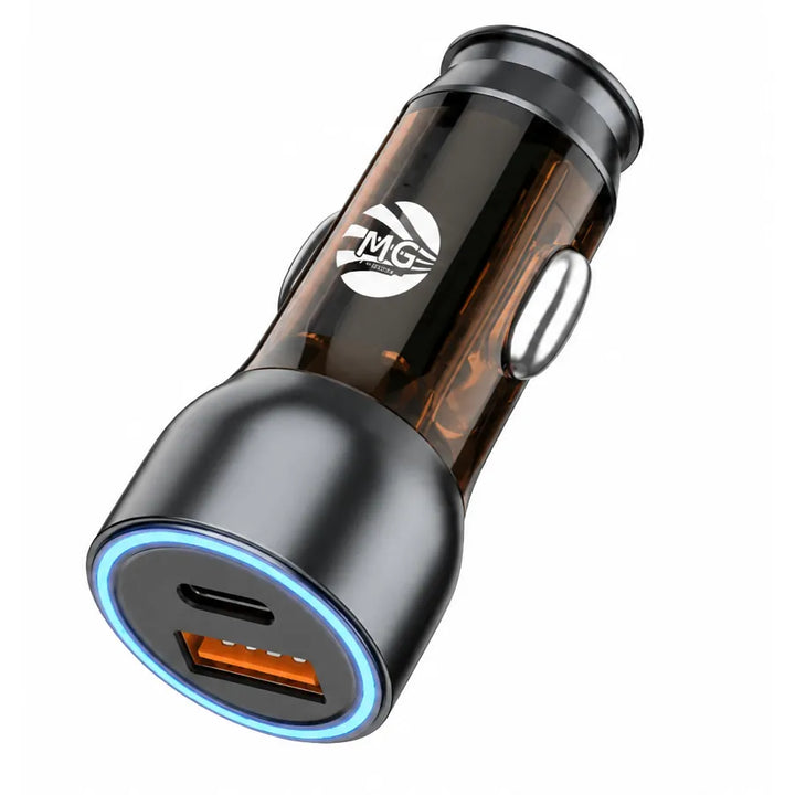 Autolader Dual USB + USB-C 38W Snellader – Sigarettenaansteker – Zwart-Ilumina Benelux