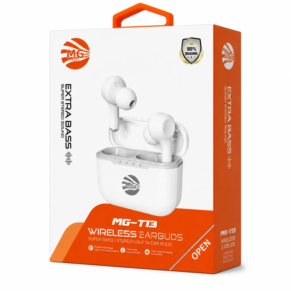 TWS Draadloze Bluetooth Oordopjes – Extra Bass – Stereo Geluid – Wit-Ilumina Benelux