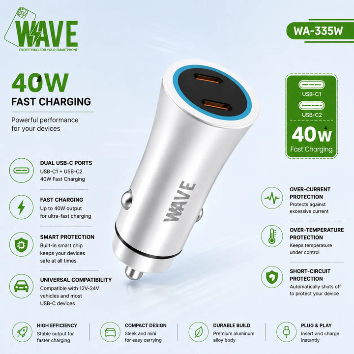 40W Dual USB-C Autolader – Power Delivery Snellader voor Auto 12V/24V-Ilumina Benelux