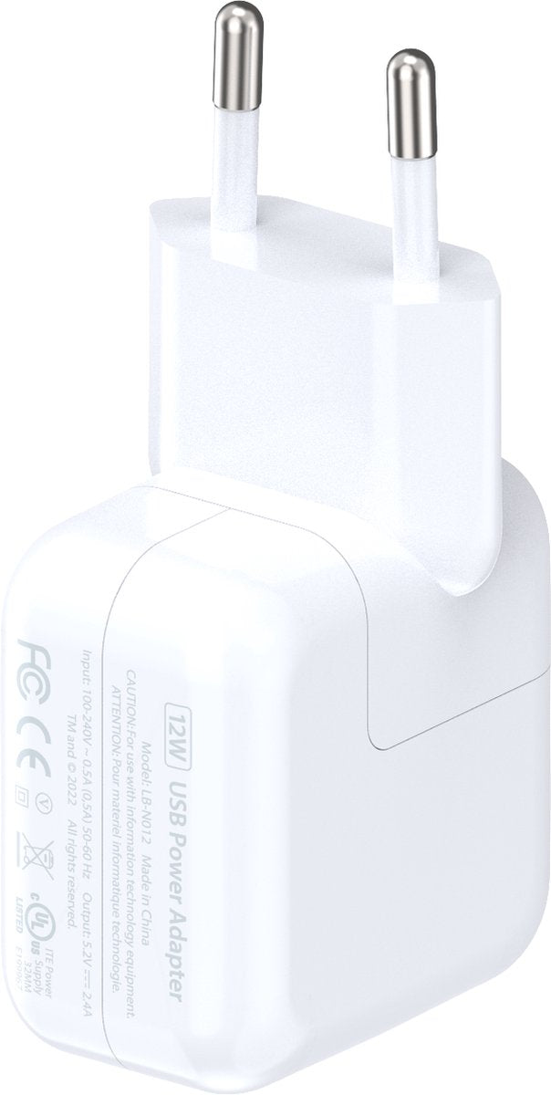 Oplader – Geschikt voor iPad – 12W 2.4A USB Adapter – Inclusief Oplaadkabel-Oplader-Ilumina Benelux