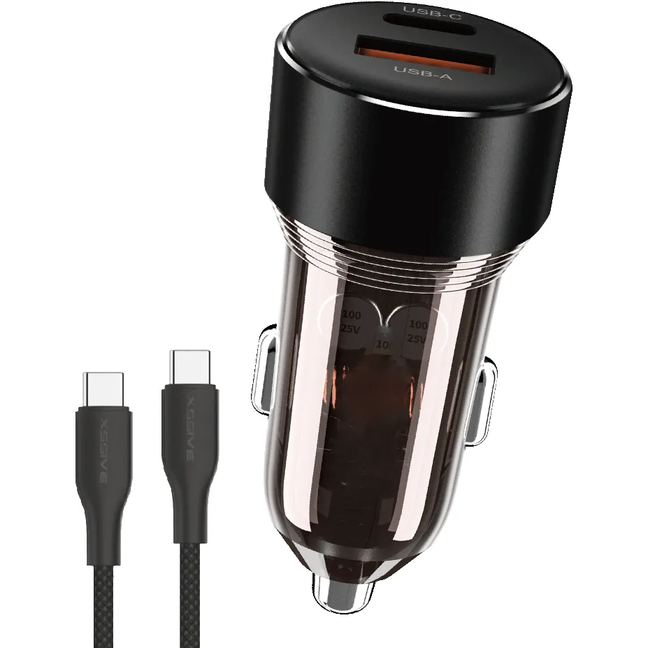 60W PD Fast Car Charger USB-C + USB-A Autolader met USB-C Kabel-Ilumina Benelux