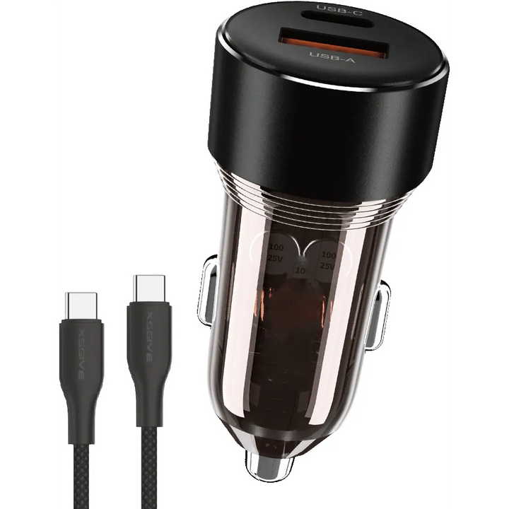 60W PD Fast Car Charger USB-C + USB-A Autolader met USB-C Kabel-Ilumina Benelux