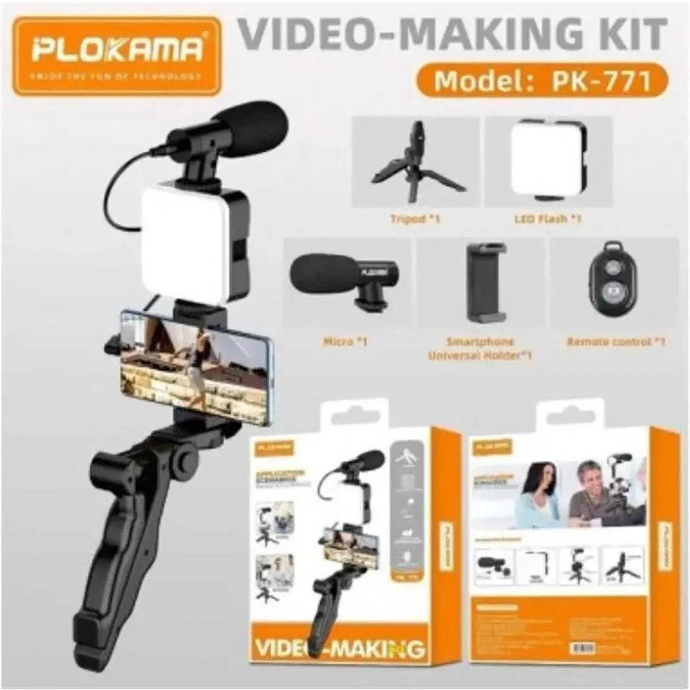 Vlog Kit voor Smartphone – Video Rig met Microfoon en LED Verlichting – Camera Stabilizer Handgreep – Filmmaking Set voor YouTube, TikTok & Livestreaming
