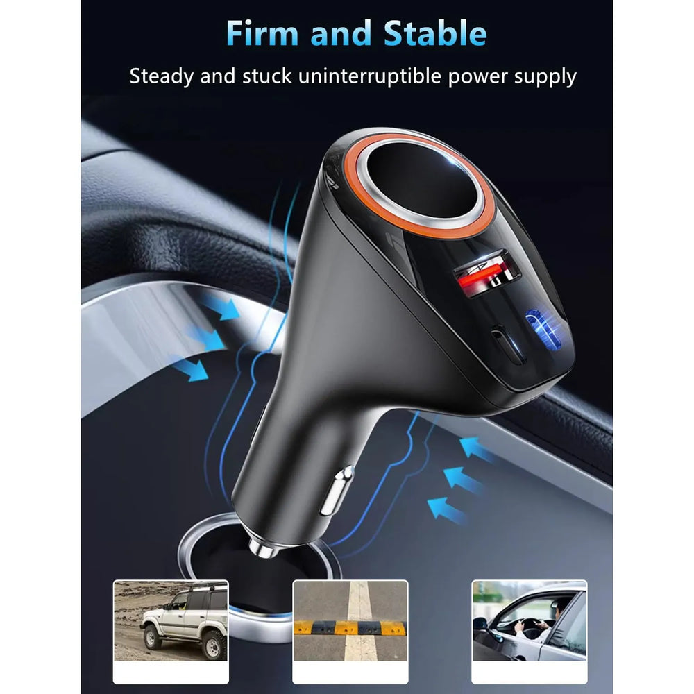 66W 4-in-1 USB-C PD & QC3.0 Fast Charge Autolader met 3 USB Poorten-Ilumina Benelux