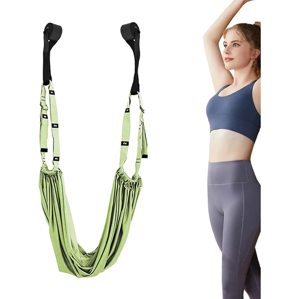 Yoga Hangmat met Deuranker – Stretchband voor Yoga, Pilates & Fitness – Aerial Yoga Trainer – Verstelbare Yogariem – Groen-Ilumina Benelux