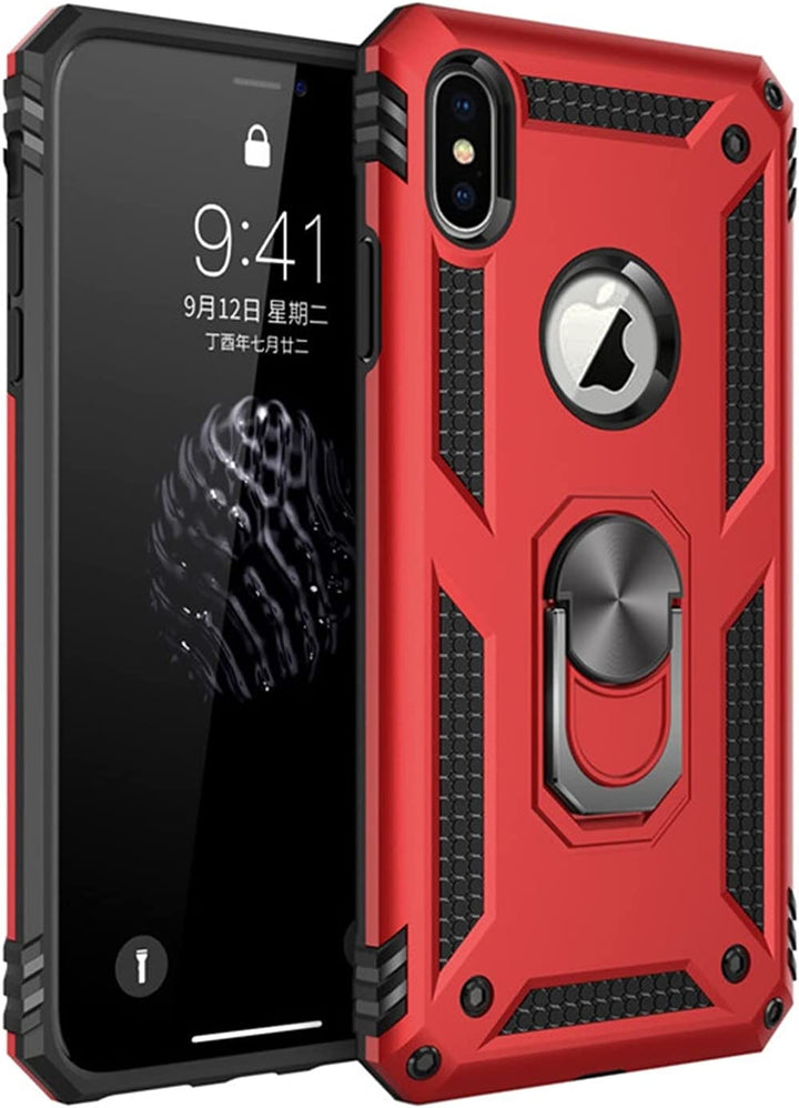 iPhone XR Hoesjes – Rugged Backcover met Ring Kickstand – Schokbestendig – Rood-Ilumina Benelux
