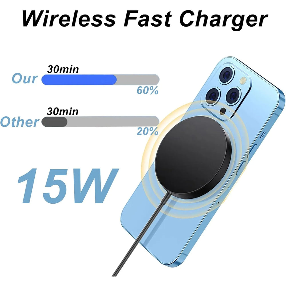 Draadloze oplader - Geschikt voor iPhone 16/15/14/13/12 - 15W snelladen - USB-C kabel & USB-A - Wit