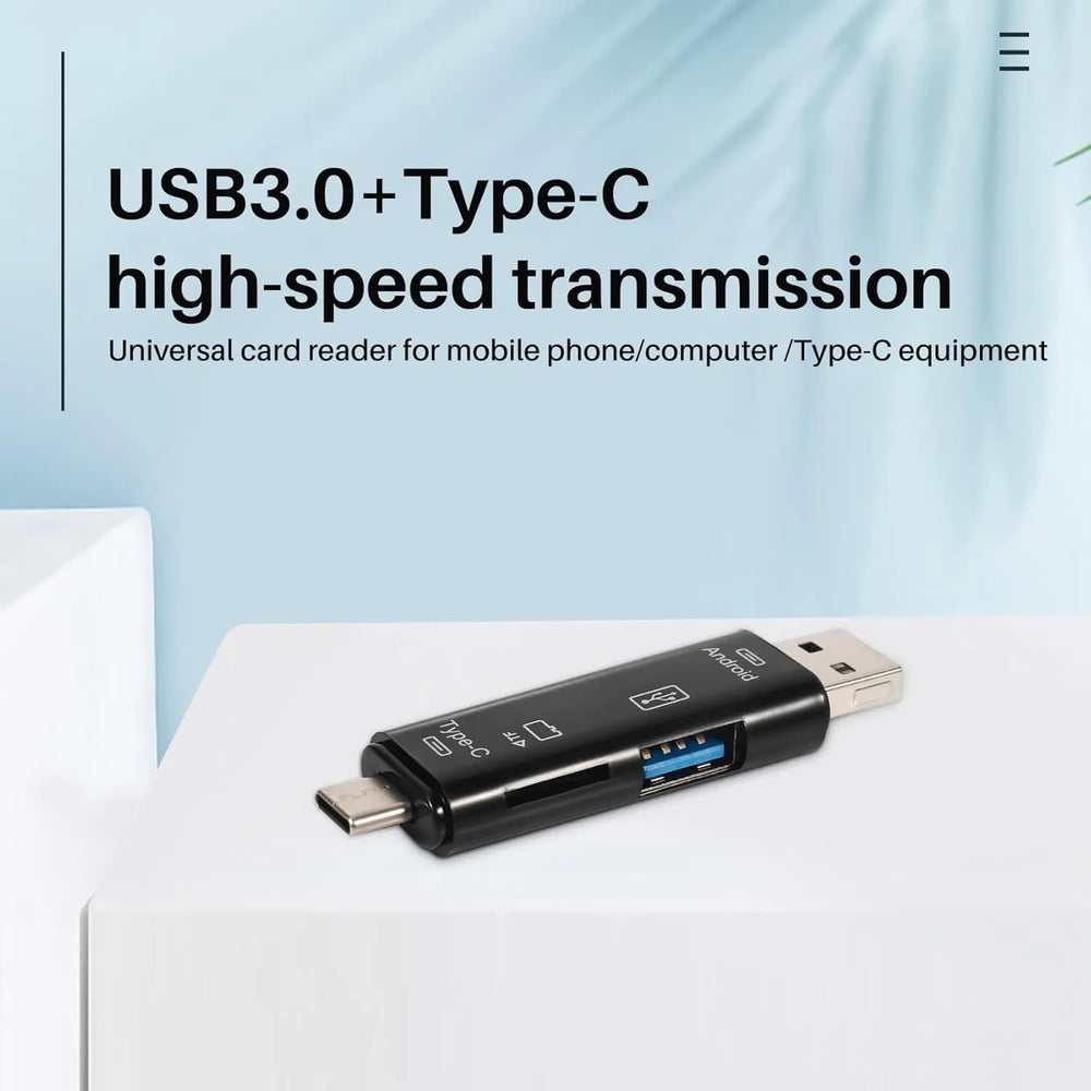 5-in-1 OTG Kaartlezer – USB-C, Micro USB & USB-A – SD & MicroSD Kaartlezer – OTG Adapter voor Android, PC & Laptop