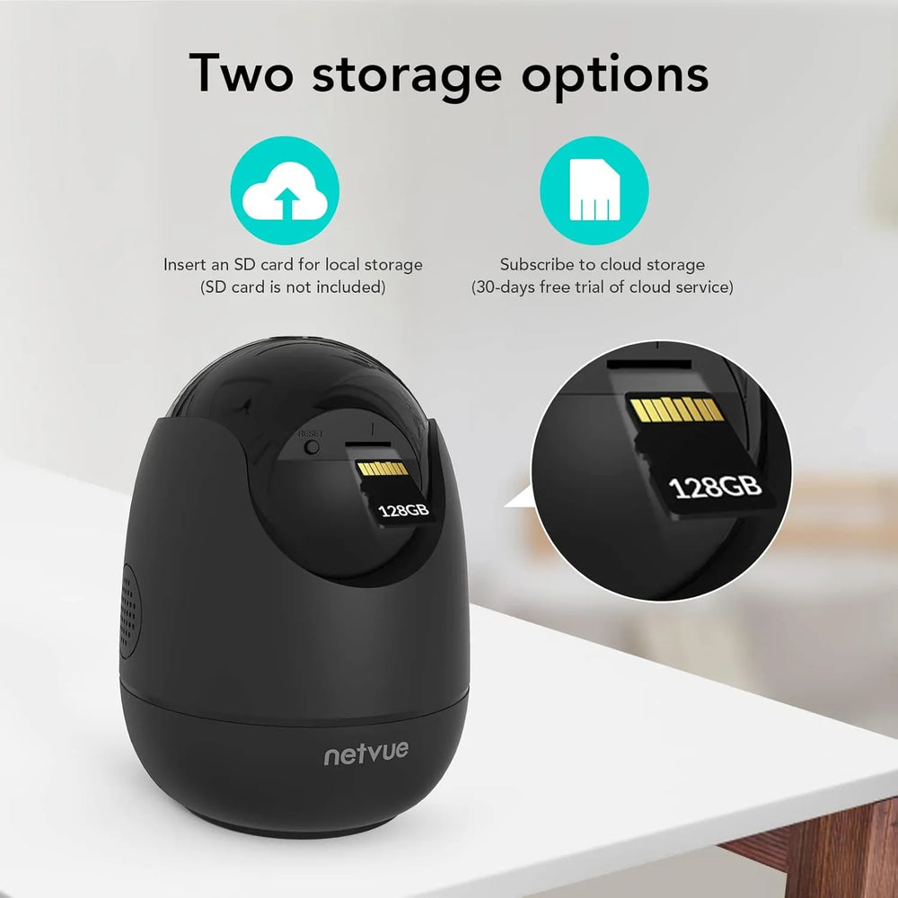 NETVUE Indoor Beveiligingscamera 1080P – WiFi IP Camera met AI Detectie, Nachtzicht & Tweeweg Audio – Zwart
