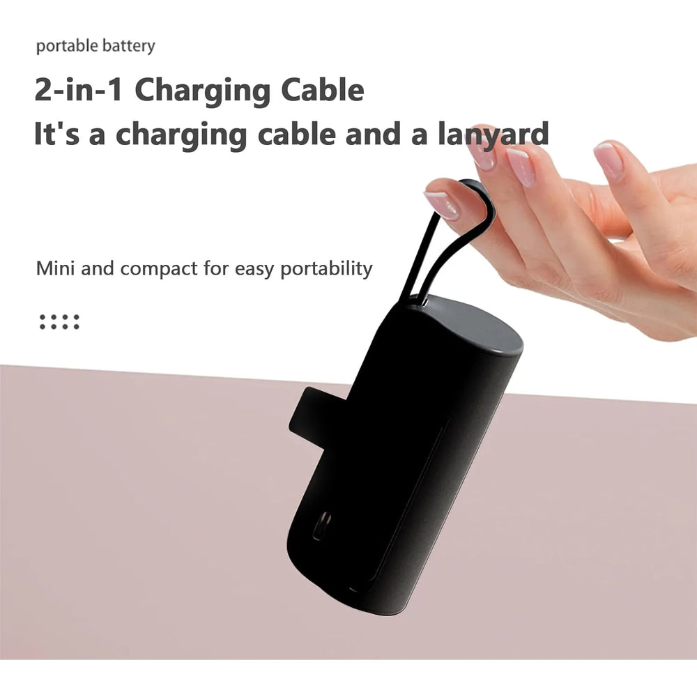 Mini Powerbank 5000 mAh met USB-C – Noodoplader – Ingebouwde USB-C Connector – Compact Reisformaat-Ilumina Benelux