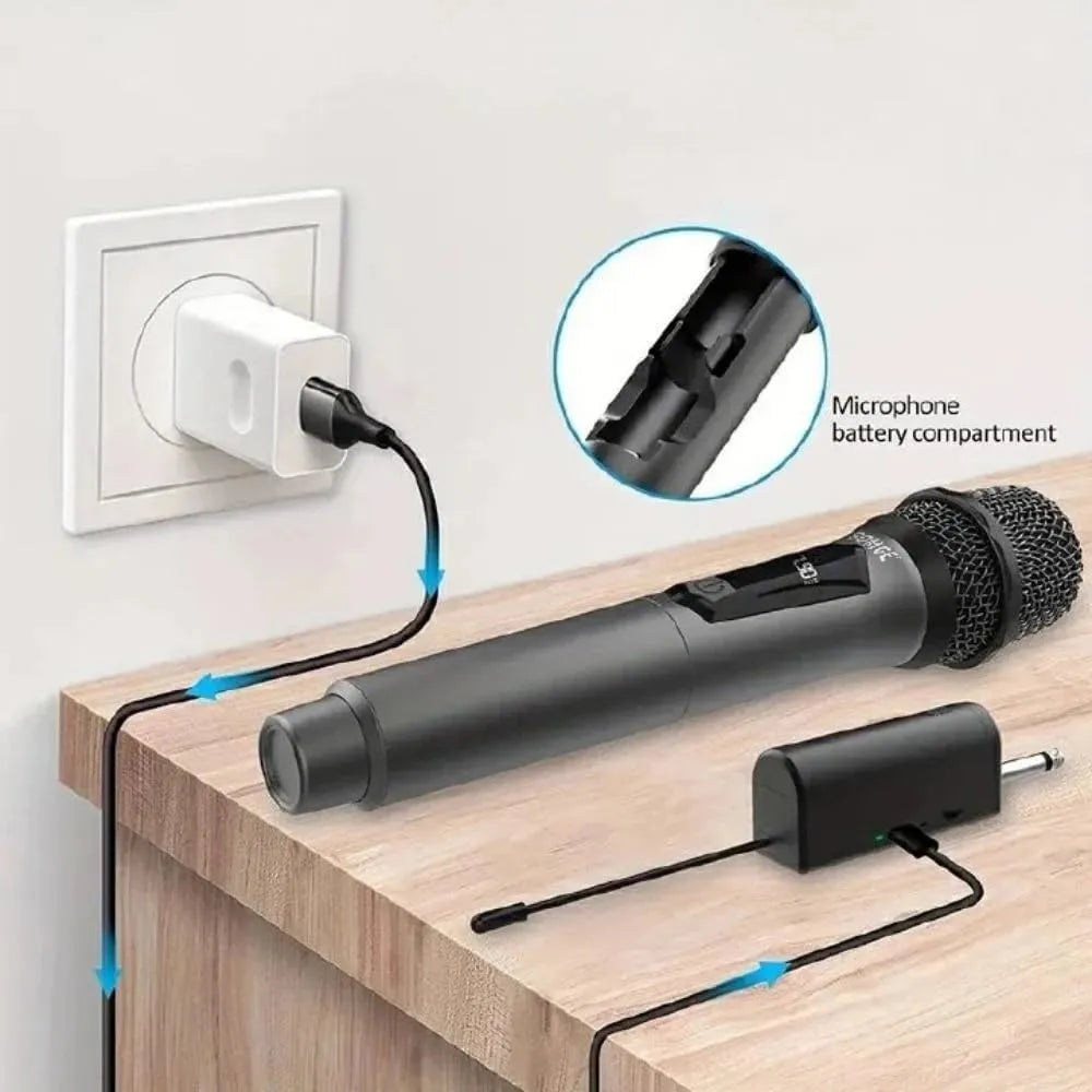 Draadloze UHF Microfoon Set – TTD-M10 Oplaadbare Karaoke & Presentatie Microfoon met Ontvanger – Tot 10 Uur Gebruik