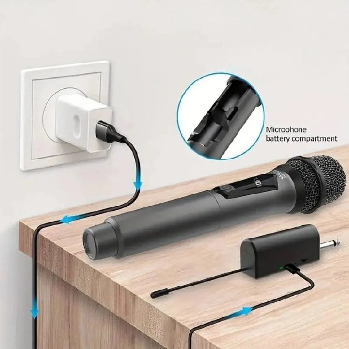 Draadloze UHF Microfoon Set – TTD-M10 Oplaadbare Karaoke & Presentatie Microfoon met Ontvanger – Tot 10 Uur Gebruik-Ilumina Benelux
