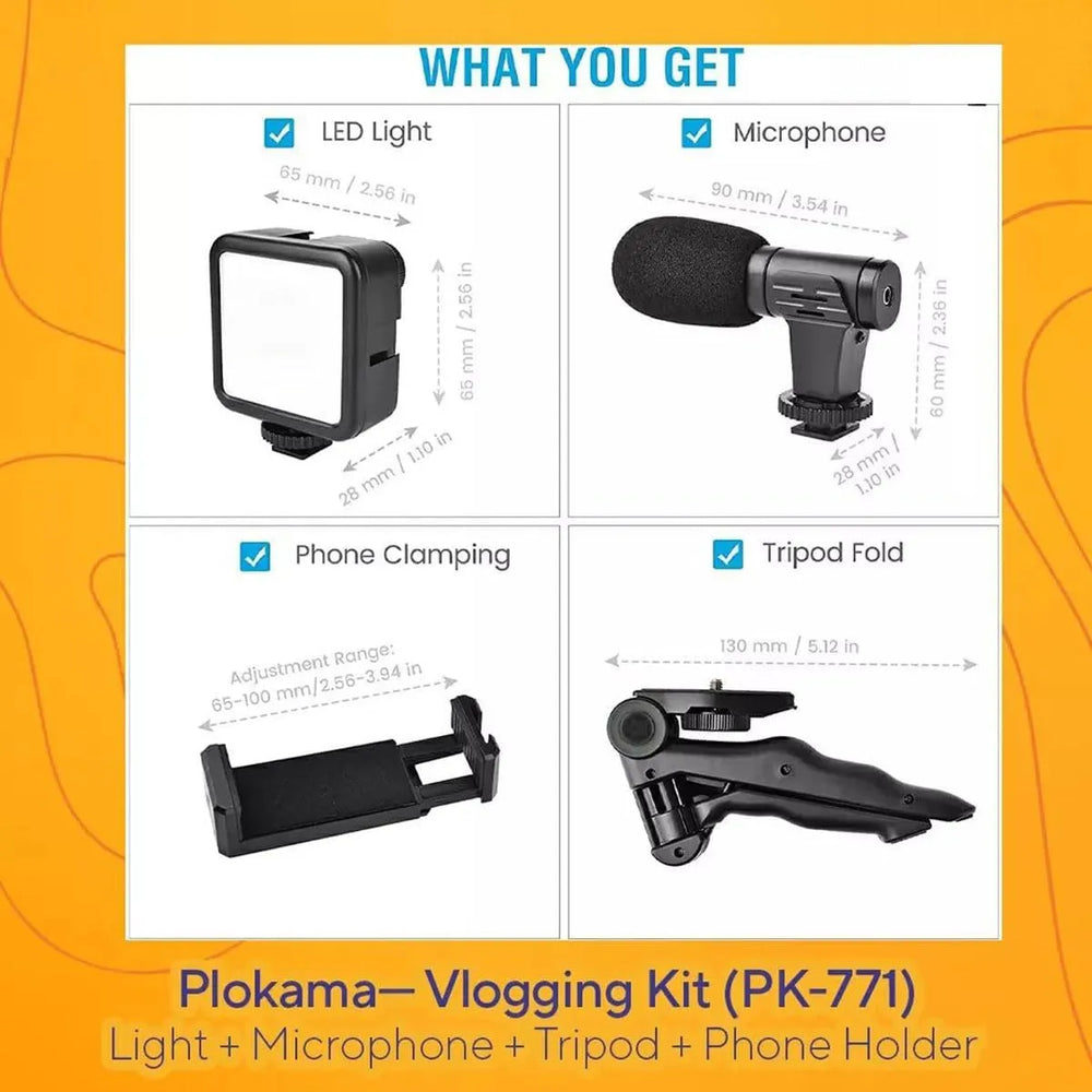 Vlog Kit voor Smartphone – Video Rig met Microfoon en LED Verlichting – Camera Stabilizer Handgreep – Filmmaking Set voor YouTube, TikTok & Livestreaming