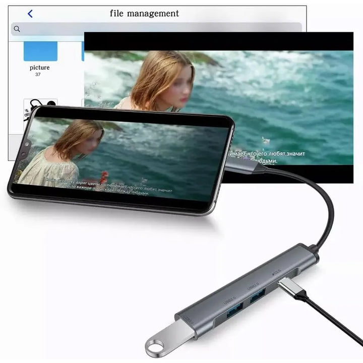USB-C Hub 4-in-1 – 3x USB 3.0 + USB-C PD 100W – USB Splitter – USB-C Adapter voor iPad, MacBook, Laptop, Tablet en Smartphone-Ilumina Benelux