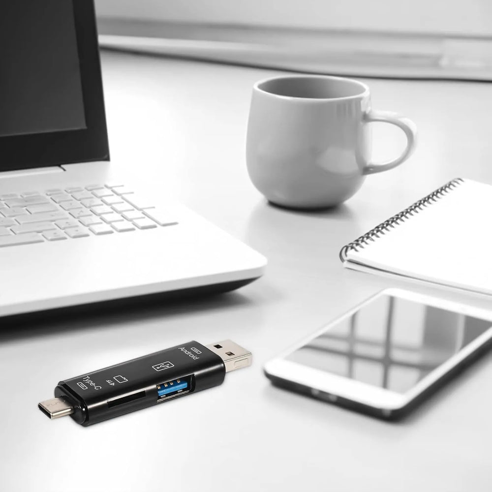 5-in-1 OTG Kaartlezer – USB-C, Micro USB & USB-A – SD & MicroSD Kaartlezer – OTG Adapter voor Android, PC & Laptop