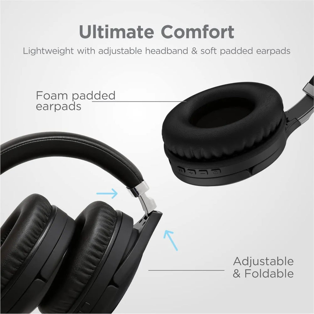 Draadloze Over-Ear Koptelefoon met Microfoon – Bluetooth 5.3 – 40 Uur Batterijduur – ENC Noise Cancelling – Inklapbaar – Zwart