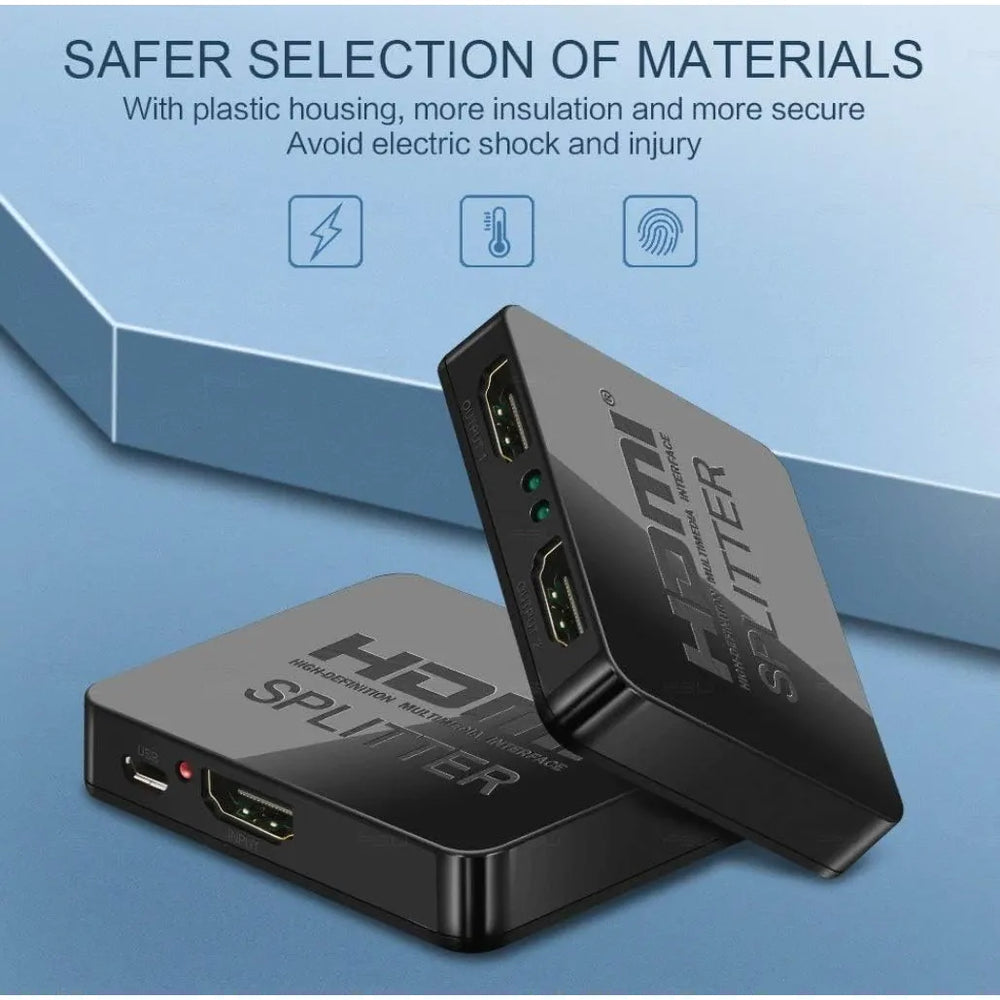 HDMI Splitter 1 naar 2 - 4K Ultra HD - HDMI Versterker - 1 In 2 Uit - 1080p 60Hz - 3D - Inclusief USB Voeding - Zwart-Ilumina Benelux