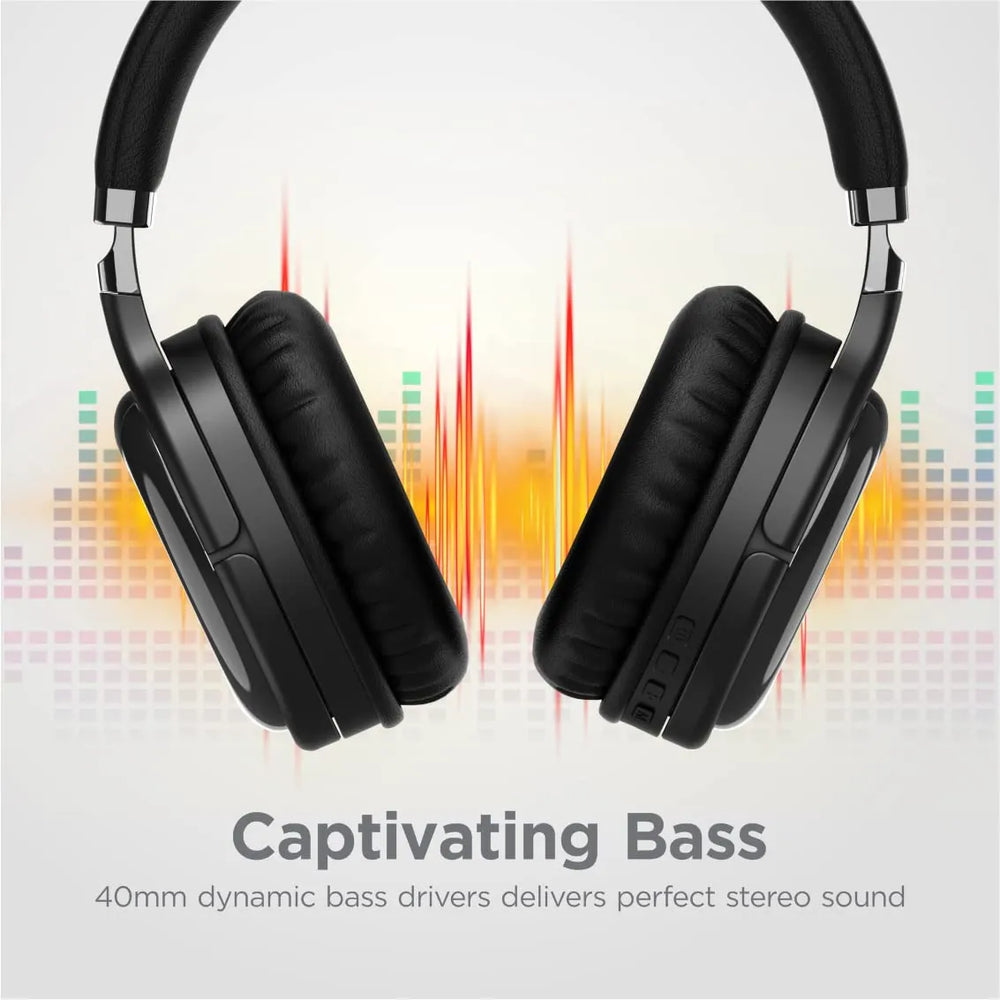 Draadloze Over-Ear Koptelefoon met Microfoon – Bluetooth 5.3 – 40 Uur Batterijduur – ENC Noise Cancelling – Inklapbaar – Zwart