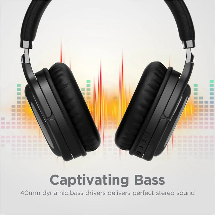 Draadloze Over-Ear Koptelefoon met Microfoon – Bluetooth 5.3 – 40 Uur Batterijduur – ENC Noise Cancelling – Inklapbaar – Zwart-Ilumina Benelux