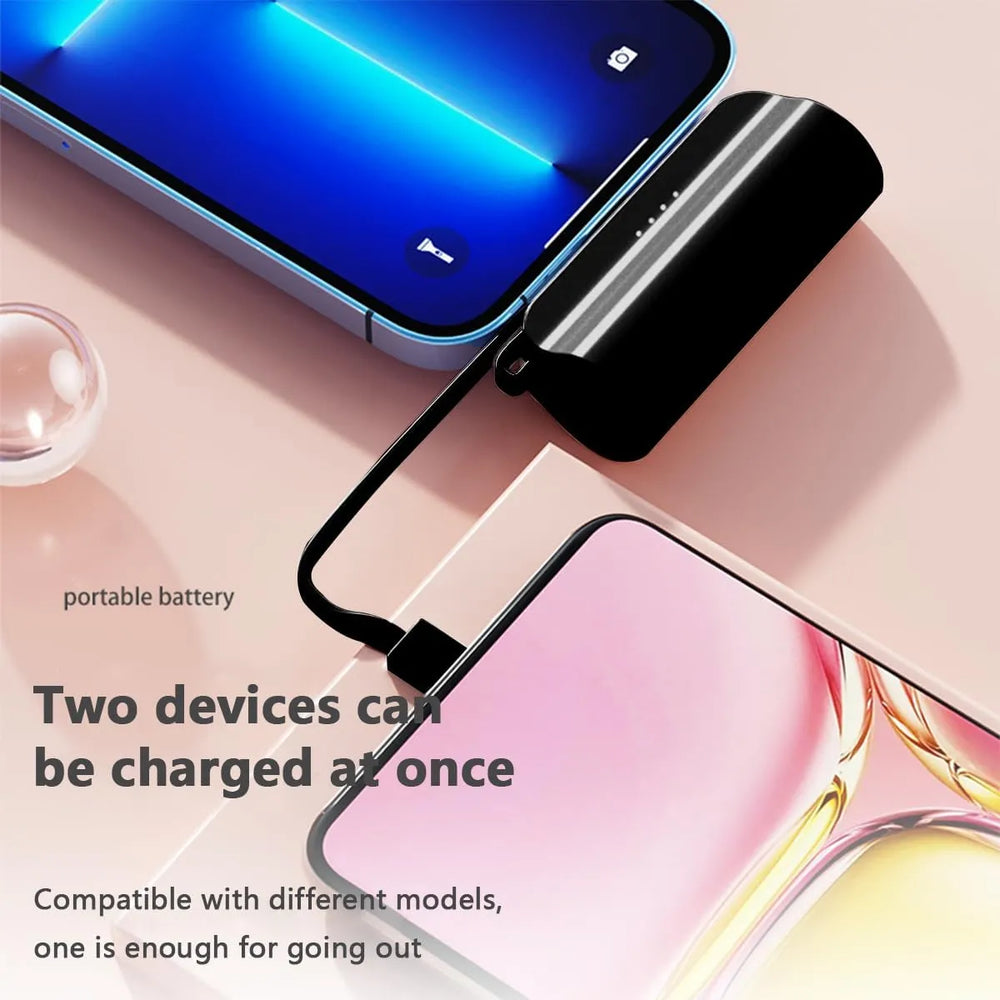 Mini Powerbank 5000 mAh met USB-C – Noodoplader – Ingebouwde USB-C Connector – Compact Reisformaat-Ilumina Benelux