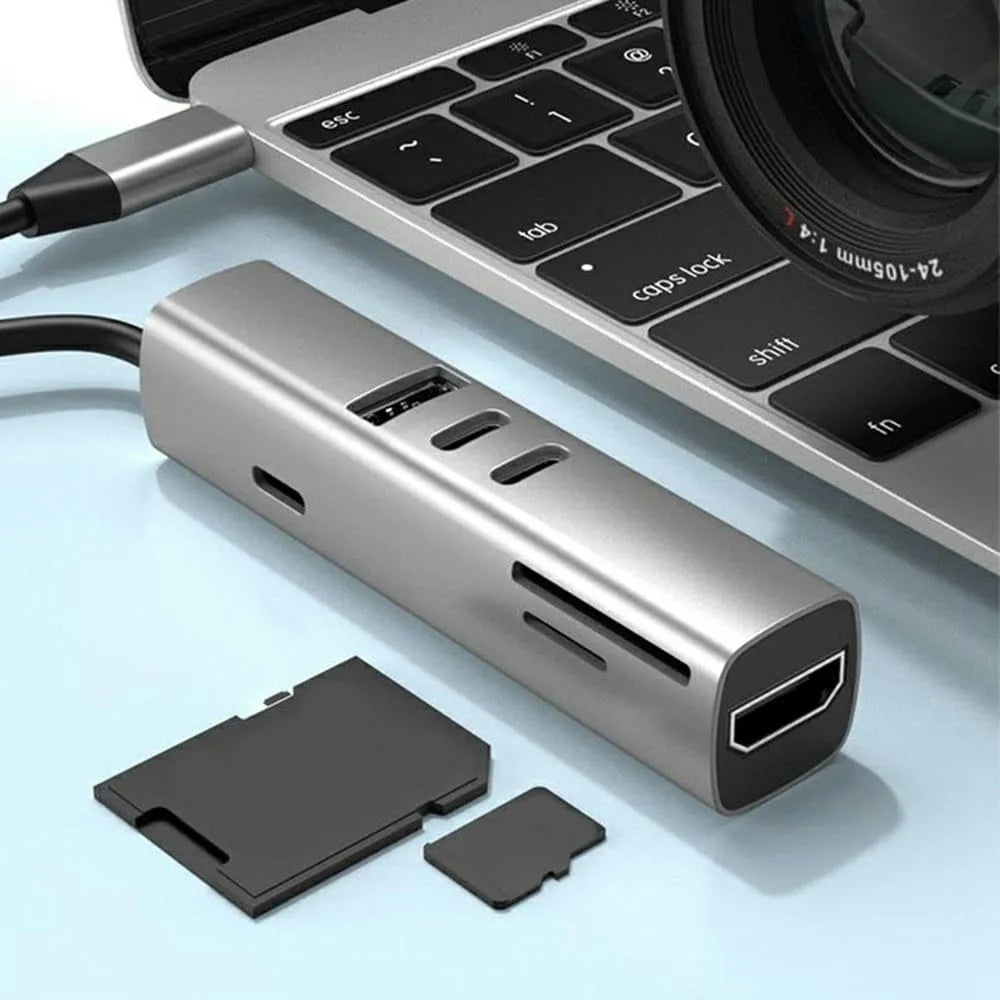 USB-C Hub 7-in-1 – 4K HDMI Adapter – 100W Power Delivery – USB 3.2 – SD & TF Kaartlezer – Voor Laptop, MacBook, Tablet & Smartphone