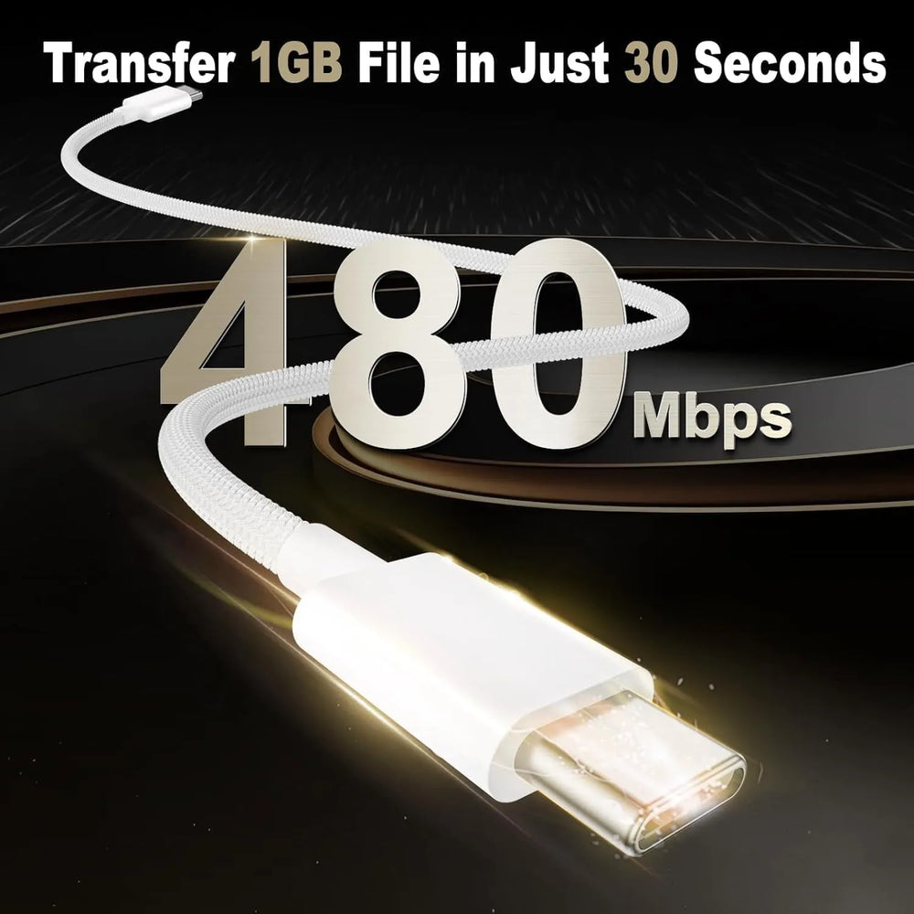 USB-C naar USB-C Kabel – 60W Power Delivery Snelladen – 1,2 Meter – Nylon Gevlochten