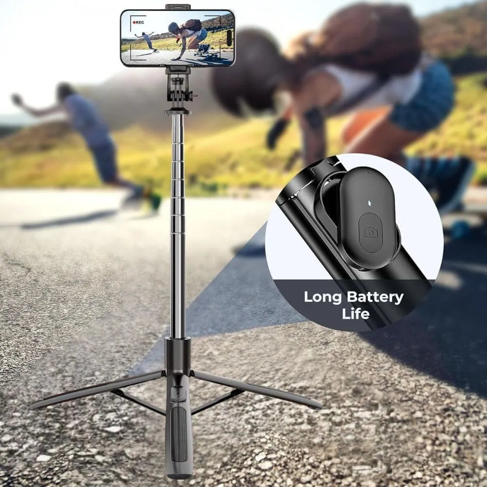 Selfie Stick Tripod met Bluetooth Afstandsbediening – 158 cm Uitschuifbaar – Smartphone Statief voor iPhone, Android, Camera & GoPro – Vlog & Reis Selfiestick