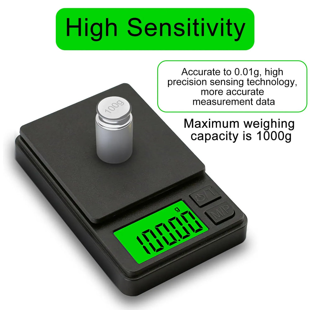 Digitale Precisie Weegschaal – 0,01g tot 1000g – Keukenweegschaal – Sieradenweegschaal – Koffieweegschaal – LCD Display met Achtergrondverlichting-Ilumina Benelux