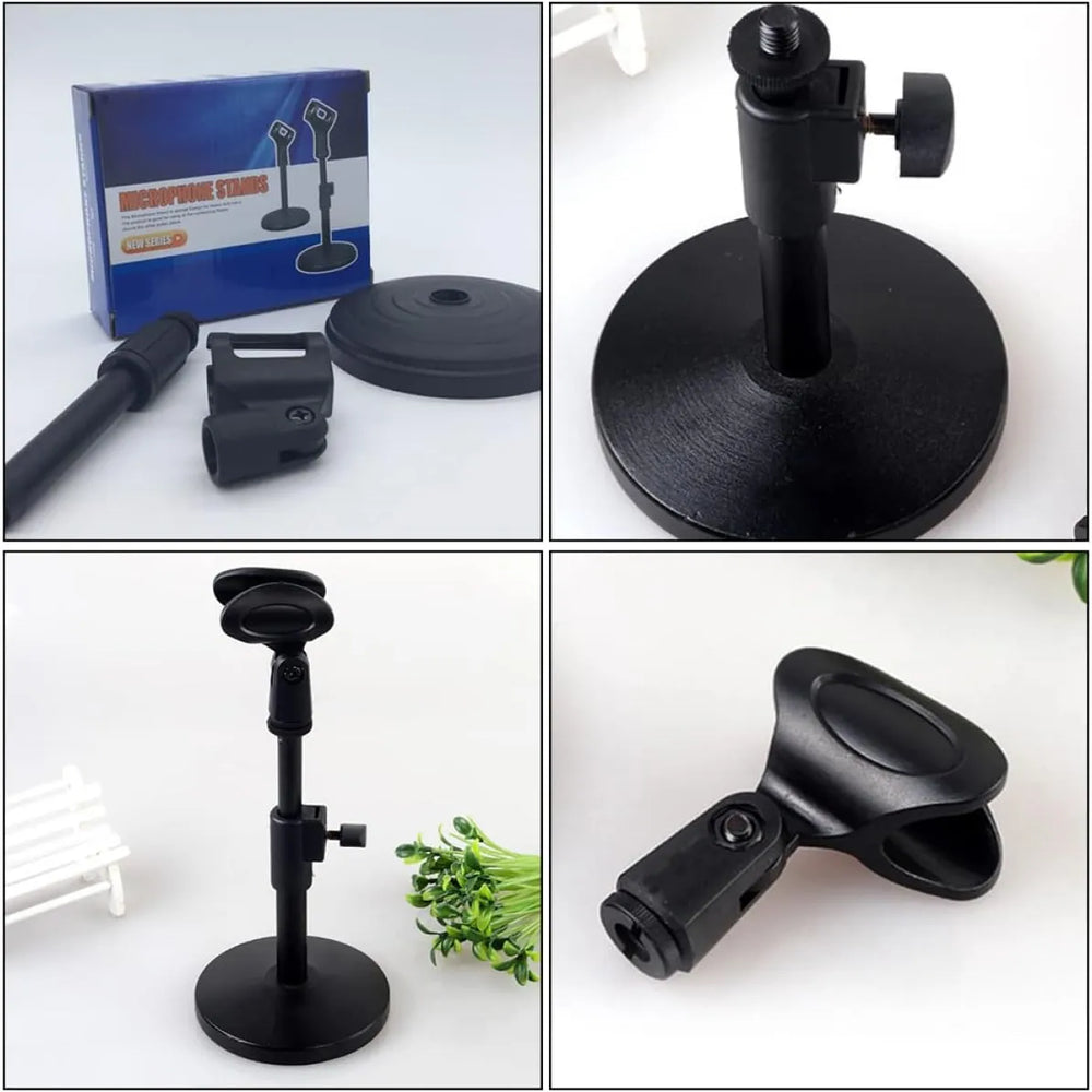 Microfoon Standaard Bureau – Verstelbare Desktop Microfoonhouder – Universele Tafelmicrofoon Standaard – Zwart